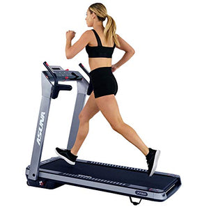 Sunny Health & Fitness ASUNA SpaceFlex Electric Running Treadmill with Auto Incline, LCD and Pulse Monitor, Speakers, Device Holder, 220 LB Max Weight, Folding and Transportation Wheels - 7750