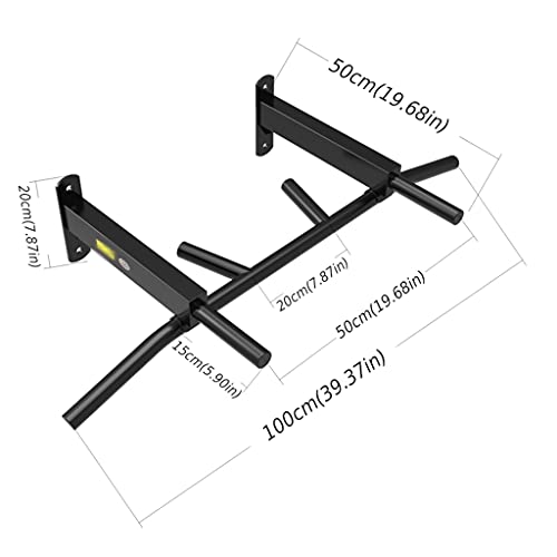 TYX Heavy Duty Chin Up Bars, Wall Mounted Pull Up Bar with Multi Grips, Strength Training Equipment for Home Gym Indoor,Black
