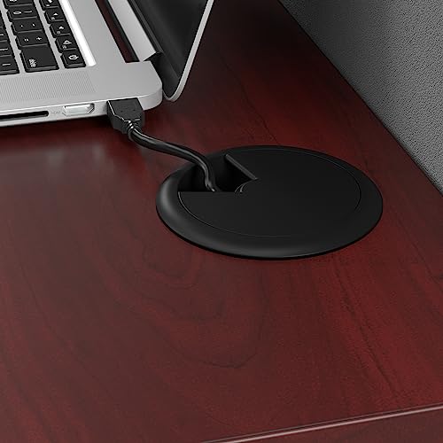 Bush Business Furniture Office in an Hour Double Workstation Set with Storage and Privacy Panels | 2 Person Commercial Desk, Hansen Cherry