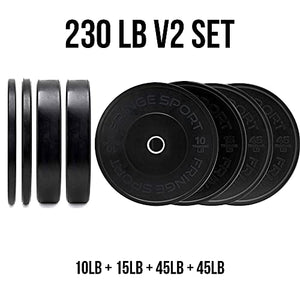 Fringe Sport Durable Low Odor Black Bumper Plates for Weightlifting & Strength Training Equipment with a Dead Bounce, Weight Plates Sets, Ideal for Power Lifting (230.1)
