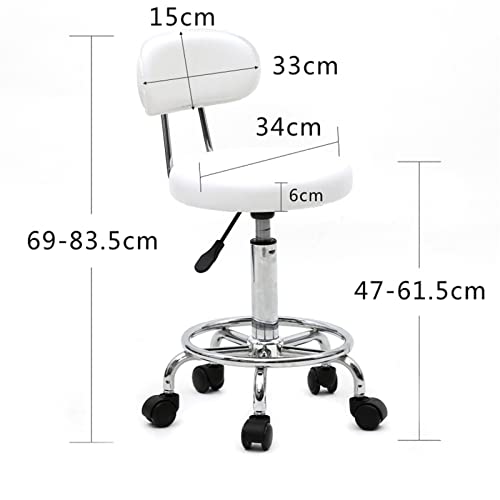 TAPIVA Ergonomic Round Rolling Office Desk Chair with Back - Height Adjustable Swivel Drafting Stool