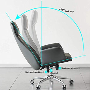 None Office Desk Chair Boss Chair Leather Seat, Lift Swivel Business Study Chair