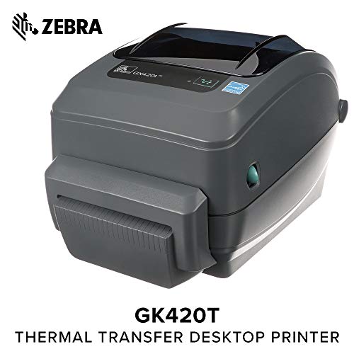 Zebra - GX420t Thermal Transfer Desktop Printer for Labels, Receipts, Barcodes, Tags, and Wrist Bands - Print Width of 4 in - USB, Serial, and Ethernet Port Connectivity (Includes Cutter)