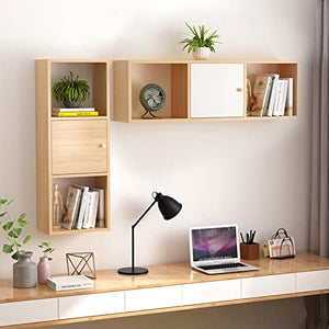 HARAY Wall-Mounted Bookshelf with Door, Wall Cabinet, and Storage - B, L Size