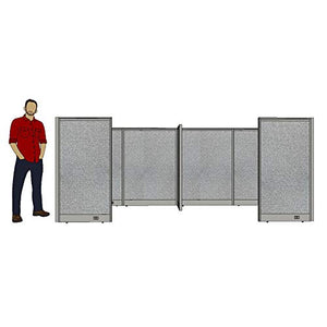 G GOF Double 4 Person Workstation Cubicle (12'D x 12'W) - 60" H, Grey