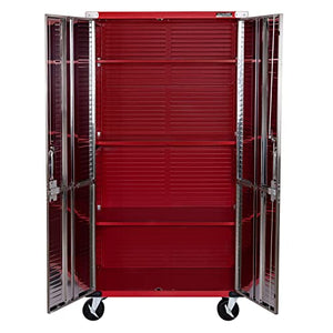 Seville Classics UltraHD Solid Steel Rolling Lockable Storage Cabinet - 36" W x 18" D x 72" H, Red