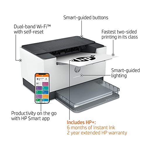 HP Laserjet M209dwe Wireless Black & White Printer, with Bonus 6 Months Free Instant Ink Through HP+ (6GW62E) (Renewed)