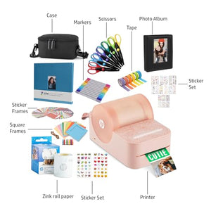 HP Sprocket Panorama Portable Color Printer Craft Bundle (Pink)