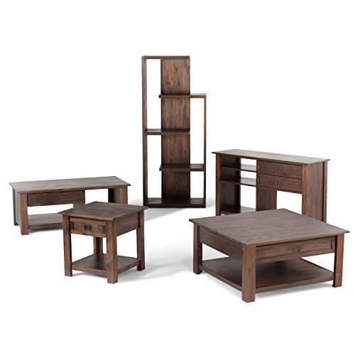 Simpli Home AXCMON-05 Monroe Solid Acacia Wood 72 inch x 30 inch Rustic Bookcase in Distressed Charcoal Brown
