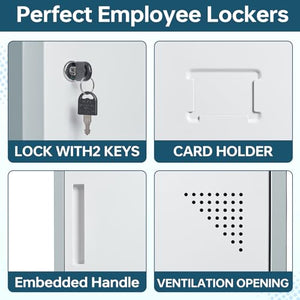 MIIIKO Metal Lockers 3 Tier 3-Wide with 9 Doors, 71" Tall Employee Storage Locker