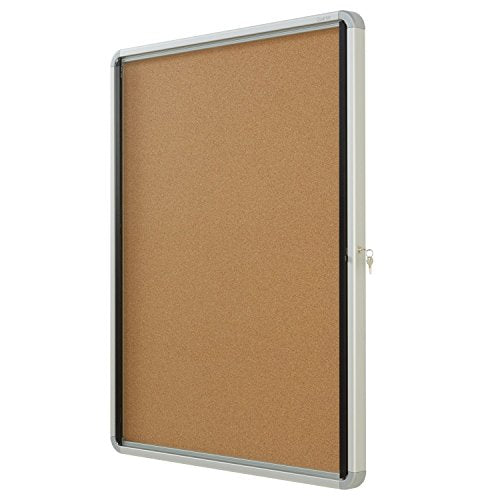 Quartet Enclosed Cork Bulletin Board, 30" x 39" or 9 Sheets, Swing Door, Aluminum Frame (EIHC3930)