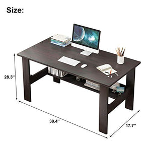 【Shipping from US】 39'' Computer Desk with Bookshelf,Modern Simple Gaming Desk Laptop Notebook Workstation Table with Storage Shelf for Home Office Sturdy Writing and Study Desktop (Black)