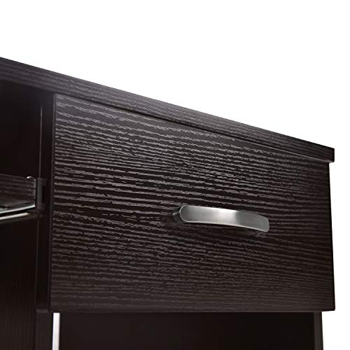 Merax Computer Desk Study Writing Table for Home Office with 44 inch Workstation, Storage Shelves and Pull-Out Keyboard Tray, Espresso