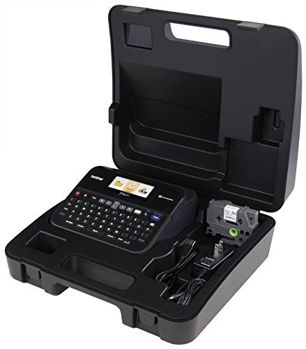 Brother P-touch, PTD600VP, PC-Connectable Label Maker with Full Color Graphical Display, Case, Split-Back Tapes, 14 Fonts, High-Resolution, Black