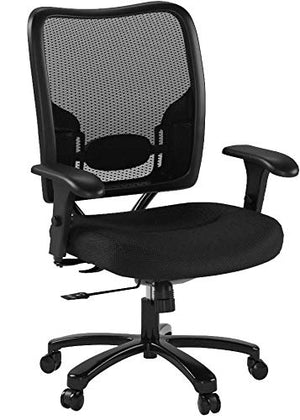 SPACE Seating Big and Tall AirGrid Back and Padded Mesh Seat, Adjustable Arms, Gunmetal Finish Base Ergonomic Managers Chair, Black