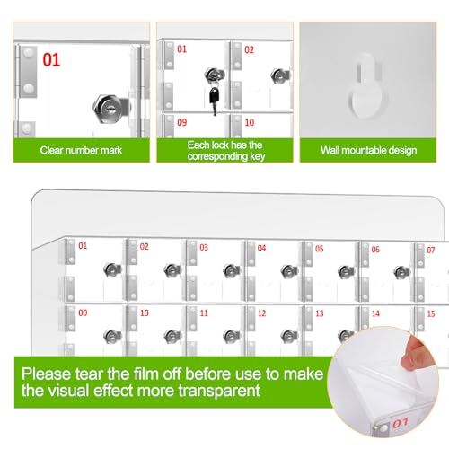QUARPAL Acrylic Clear Cell Phone Storage Locker with Door Locks - 100 Slots