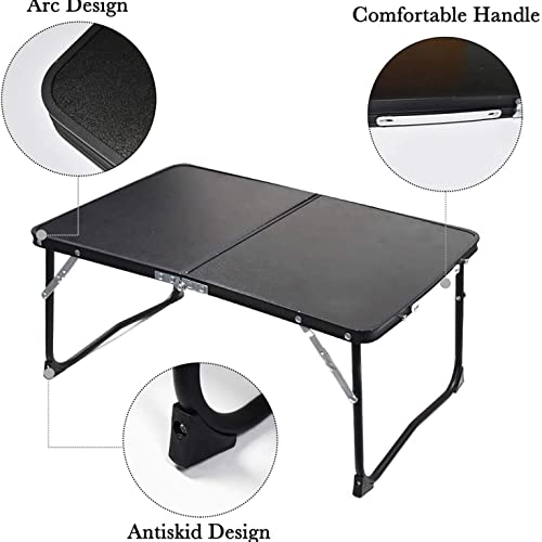 Foldable Laptop Table Desk Wood Grain Portable Notebook Stand Holder (Color : Black)