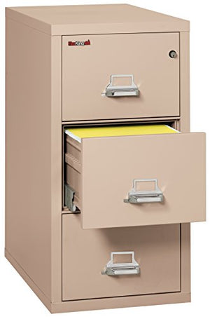 FireKing Fireproof Vertical File Cabinet (3 Letter Sized Drawers, Impact Resistant, Waterproof) - 40.25" H x 17.75" W x 31.56" D - Champagne