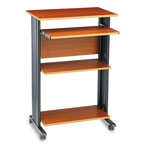 Safco Products Muv 45"H Stand-Up Desk Fixed Height Computer Workstation with Keyboard Shelf, Cherry