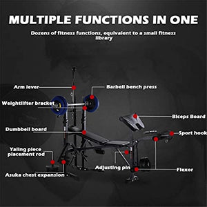 Qianglin All-in-1 Adjustable Weight Bench Set for Full Body Workout, Gift for Dad, Olympic Weight Strength Training Bench, Heavy Duty Weight-Lifting Bed Exercise Machine Fitness Equipment