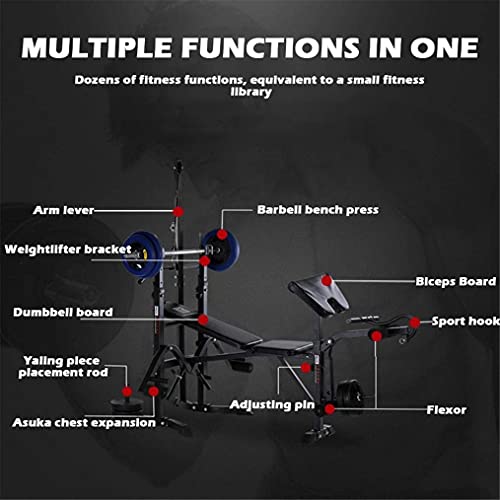 Qianglin All-in-1 Adjustable Weight Bench Set for Full Body Workout, Gift for Dad, Olympic Weight Strength Training Bench, Heavy Duty Weight-Lifting Bed Exercise Machine Fitness Equipment
