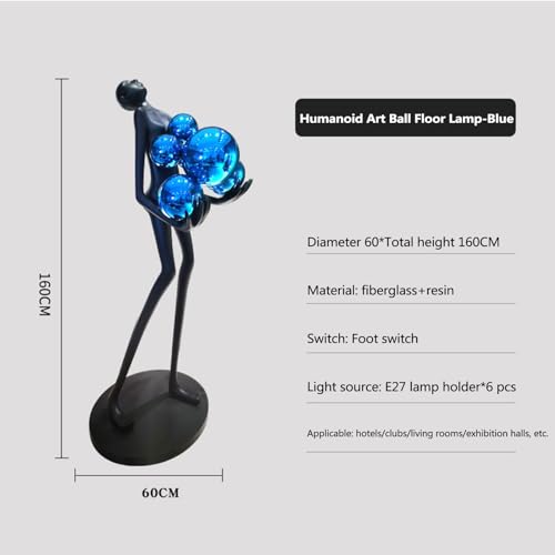 WAGLOS Modern Ball Hugger Floor Lamp Art Sculpture - 160cm Blue