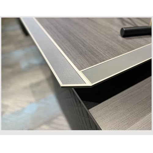 KAGUYASU Modern Wood L-Shape Executive Desk with Cabinet Storage, Home Office Workstation
