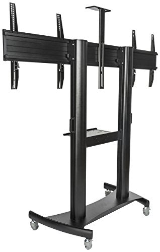 Displays2go EMDB4060BK Dual HDTV Stand with Wheels, Holds 40-60" TV Screens, Height Adjustable