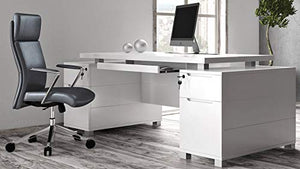 Ford Executive Modern Desk with Filing Cabinets - White Matte Finish