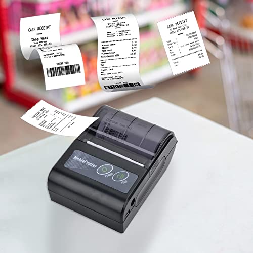 Bluetooth Receipt Printe-r, Wireless POS Printe-r, Ultra-Rugged Portable Bluetooth Receipt Printe-r, 58mm Thermal Receipt Printe-r Supports for Bill, Retails, Store