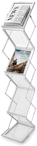 6-Tier Folding Literature Brochure Display Rack Aluminum Case Catalog Rack Silver - Free Size
