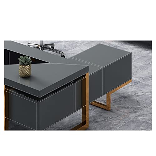 TAPIVA Luxury Blue Leather Office Desk with Drawer
