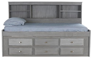 Birsppy Twin Bookcase Daybed with 6 Drawers - Charcoal