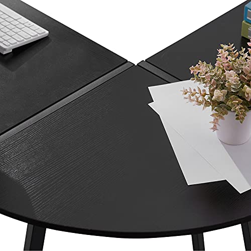 L Shaped Desk Gaming Desk L Desk Computer Corner Desk with Round Corner for Gaming Desk Home Office Writing Workstation, Black