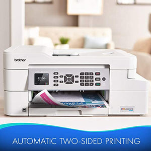 Brother MFC-J805DWA INKvestment Tank All-in-One Wireless Color Inkjet Printer, White - Print Copy Scan Fax - 12 ppm, 6000 x 1200 dpi, Auto 2-Sided Printing, up to 1-Year of Ink in-Box, Printer Cable