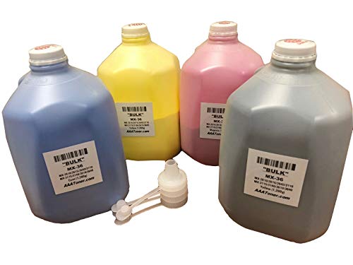 AAA Toner Refill Kit for Sharp MX-2610/2615/2640/3110/3115/3140/3610/3640 (MX-36) (1,200g x 4, Black, Cyan, Magenta, Yellow)