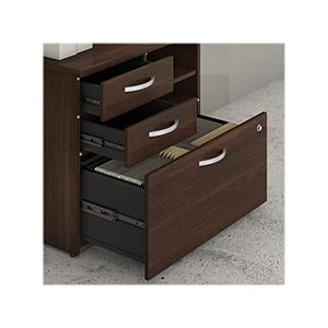 Bush Business Furniture Hybrid 26-inch Office Storage Cabinet with Drawers and Shelves, Black Walnut