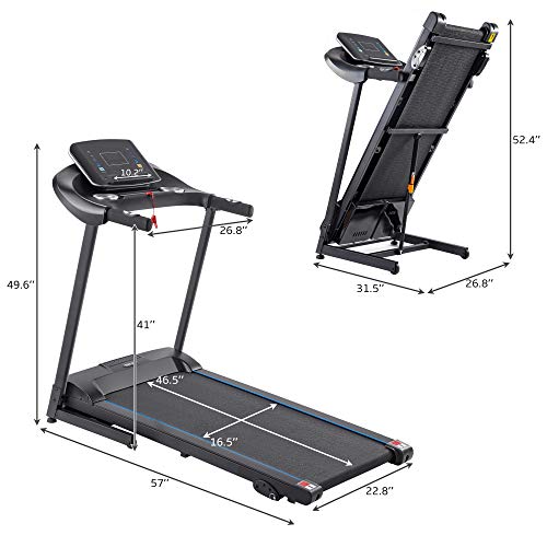 Merax Folding Treadmill for Home, 2.5HP Electric Motorized Running Machine with 10MPH Speed, Large Running Surface, 12 Programs, Speakers, Incline, LCD and Pulse Monitor for Running Walking (Black)