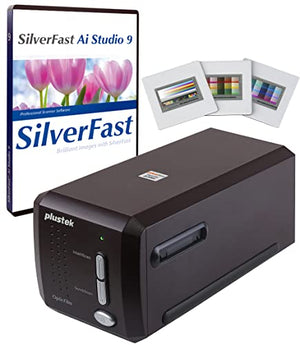 Plustek OpticFilm 8300i Ai Film Scanner - Converts 35mm Film & Slide to Digital, Bundle SilverFast Ai Studio 9 + QuickScan Plus, IT8 Calibration Target (3 Slide)