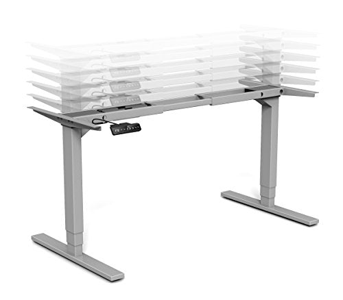 VaRoom Highrise Heavy Duty Electric Height Adjustable Steel Frame Base for Ergonomic Sit to Stand Desk-Expanded Height & Width Adjustment Range, Silver