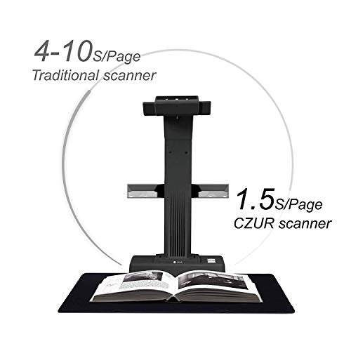 CZUR Professional Document Scanner ET18-P, Fast Recognition Scanner, 18MP High Definition, A3 Size Capture, 186 Languages OCR, Patented “Laser-Based Image Flattening” Technology