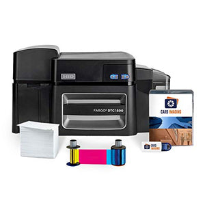 Fargo DTC1500 Single Side ID Card Printer & Supplies Bundle with Card Imaging Software 51400