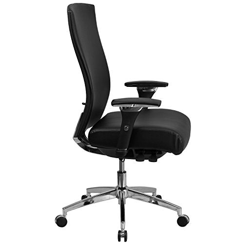 Flash Furniture HERCULES Series 24/7 Intensive Use 300 lb. Rated Black Leather Multifunction Executive Swivel Chair with Seat Slider