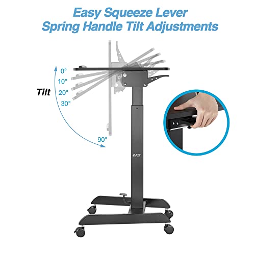 AVLT Height Adjustable Mobile Workstation with Tilting Desk - Pneumatic Standing Desk Cart