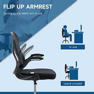 MDybf Ergonomic Drafting Chair with Flip-up Armrests, Mesh Design, Lumbar Support, Footrest Ring - Black Journey