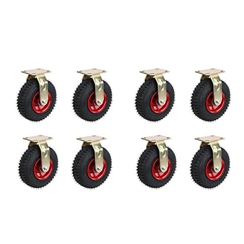 TekniS Alloy Vacuum Tire Directional Casters - 8 Pieces, Strong & Durable, Wear Resistant, High Load-Bearing - Ideal for Hand Trucks & Machine Tools
