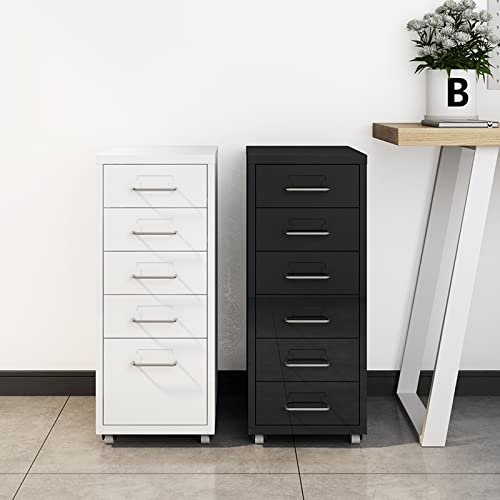 6 Drawer Mobile File Cabinet Vertical Filing Cabinet Organizer (Color: B)