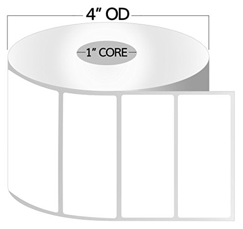 OfficeSmart Labels ZT1300100-3 x 1 Inch Ribbon Required Thermal Transfer Labels, Compatible with Zebra Printers (20 Rolls, White, 1300 Labels Per Roll, 1 inch Core)
