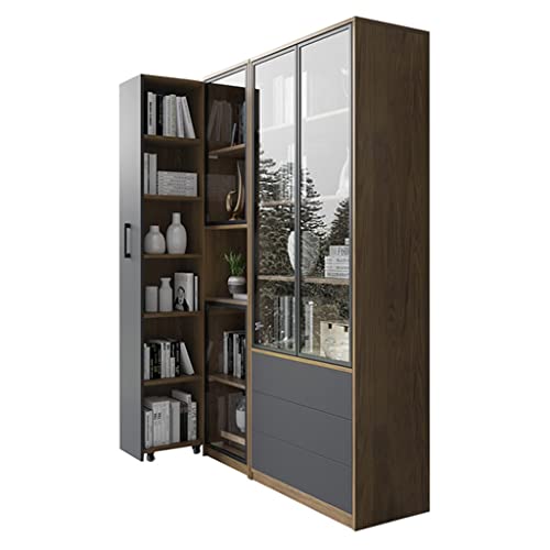 4 Tier Children's Rotating Bookshelf, Gray, 2 Pcs, 80x80cm, 40x200cm