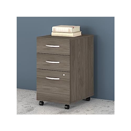 Bush Furniture Studio C 3-Drawer Mobile Vertical File Cabinet, Letter/Legal Size, Lockable - Modern Hickory